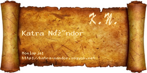 Katra Nándor névjegykártya